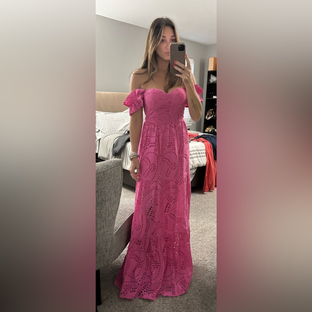 City Studios Pink Ruffled Tiered Maxi Dress
